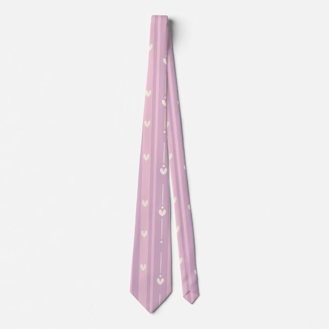 Blushing Heart Stripes Pattern Neck Tie (Front)