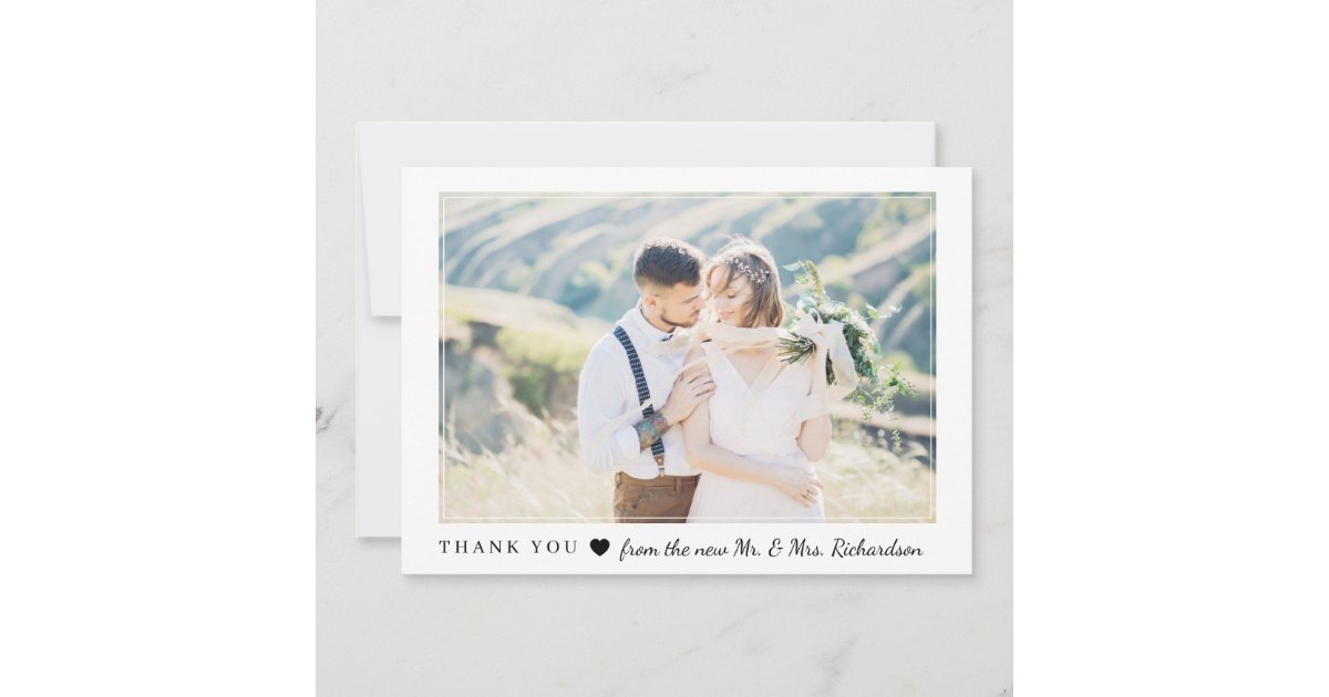 Blushing Heart | Wedding Photo Thank You Card | Zazzle