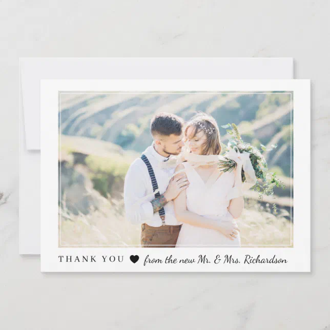 Blushing Heart | Wedding Photo Thank You Card | Zazzle