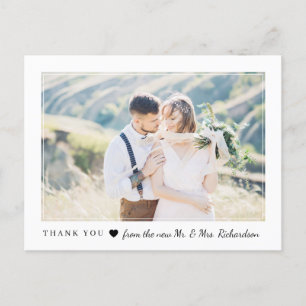 Blushing Heart   Wedding Photo Thank You Invitation Postcard