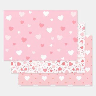 Blushing hearts wrapping paper sheets