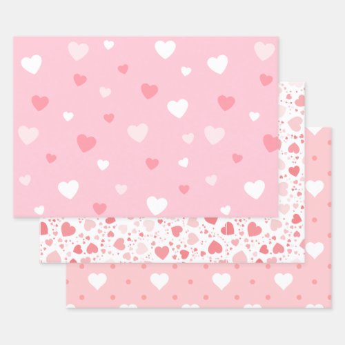 Blushing hearts wrapping paper sheets