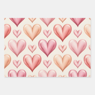 Blushing Hearts Wrapping Paper Sheets