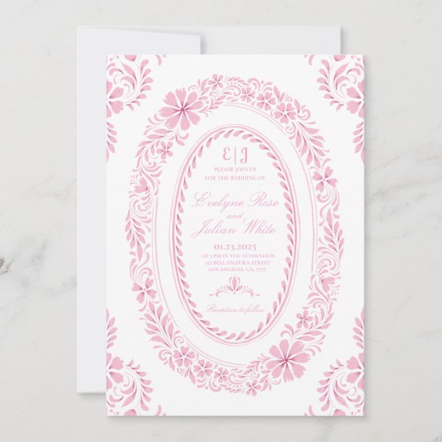 Blushing Heirloom Wedding Invitation (Front)