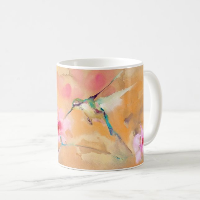 "Blushing" Hummingbird Print Coffee Mug (Front Right)