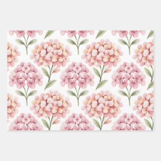 Blushing Hydrangea Wrapping Paper Sheets