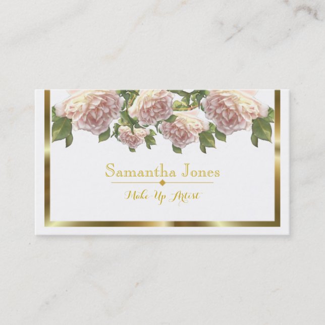 Blushing Ivory Peach Rose Business Card (Front)