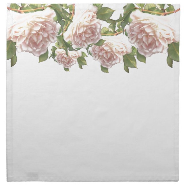 Blushing Ivory Peach Rose Cloth Napkin (Front)