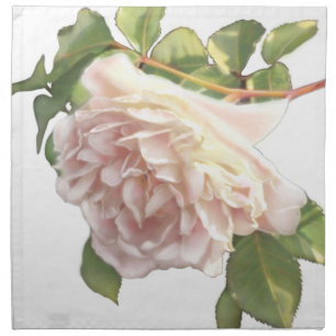 Blushing Ivory Peach Rose Cloth Napkin