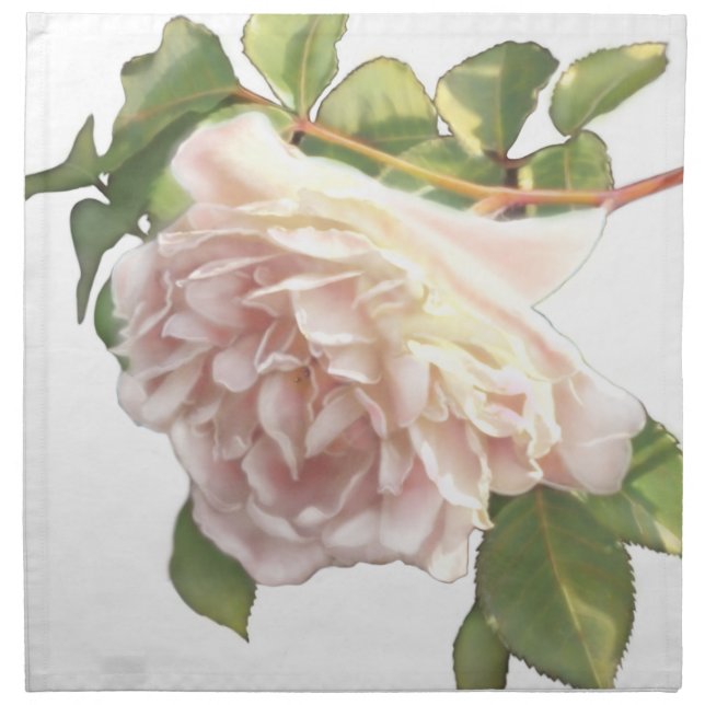 Blushing Ivory Peach Rose Cloth Napkin (Front)