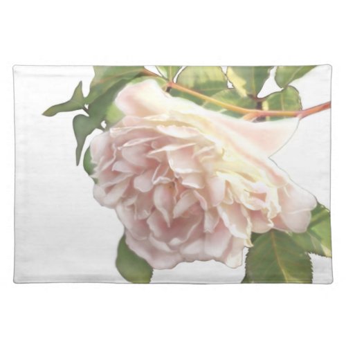 Blushing Ivory Peach Rose Cloth Placemat