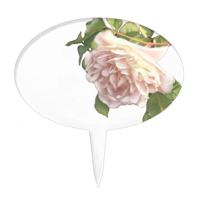 Blushing Ivory Peach Rose, elegant white rose Cake Topper (Front)