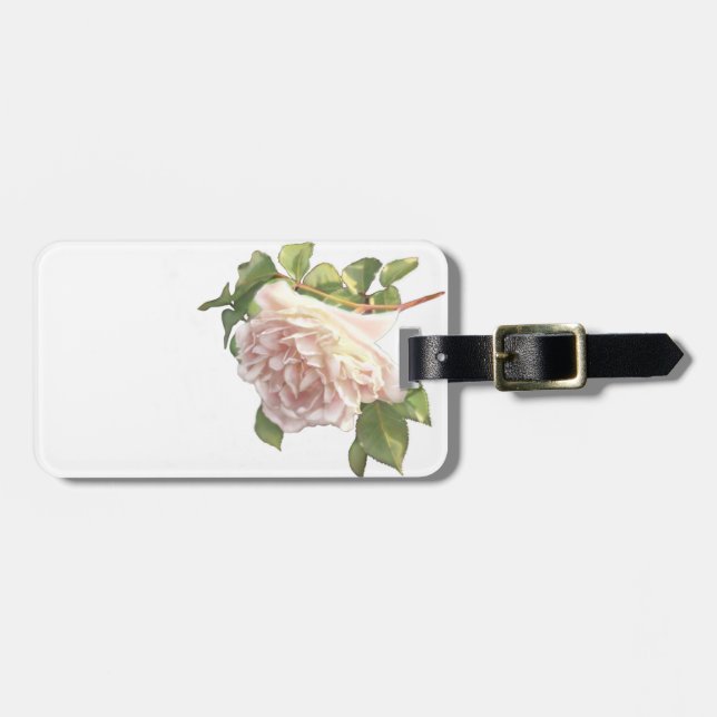 Blushing Ivory Peach Rose Luggage Tag (Front Horizontal)