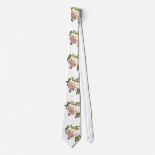 Blushing Ivory Peach Rose Neck Tie
