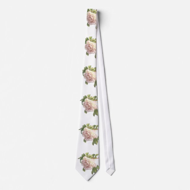 Blushing Ivory Peach Rose Neck Tie (Front)