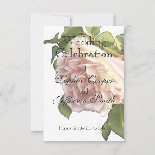 Blushing Ivory Peach Rose Save The Date