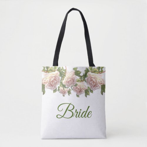 Blushing Ivory Peach Rose Tote Bag