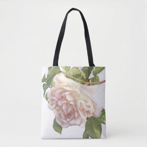 Blushing Ivory Peach Rose Tote Bag