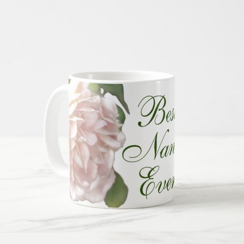 Blushing Ivory pink peach floral Rose Nana Coffee Mug