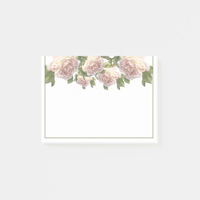 Blushing Ivory soft pink Peach Roses Post-it Notes (Front)