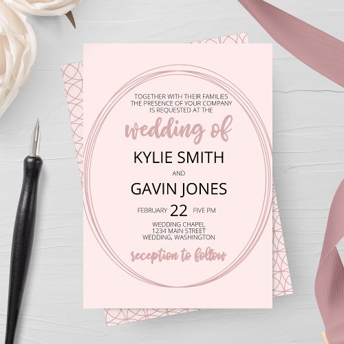 Blushing Oval Wedding Invitation