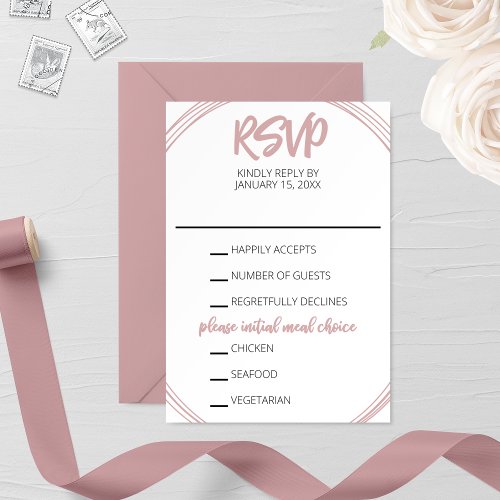 Blushing Oval Wedding RSVP Card