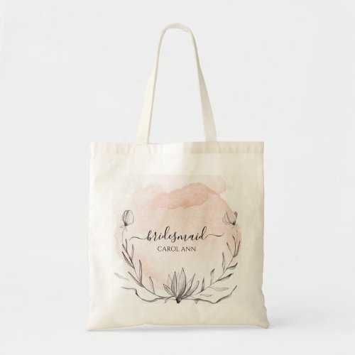 Blushing Peach Personalized Wedding Tote Bag