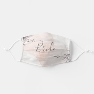 Blushing Peach Watercolor Bride Face Mask