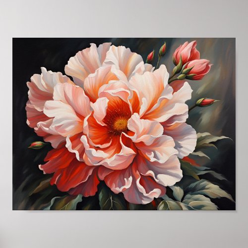 Blushing Peony A Portrait of Delicate Grandeur Poster