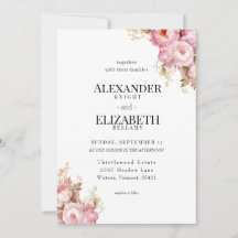 Blushing Peony Blooms Wedding Invitation