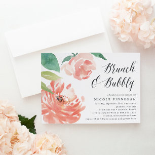 Blushing Peony Bridal Shower Brunch Invitation