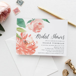 Blushing Peony   Bridal Shower Invitation