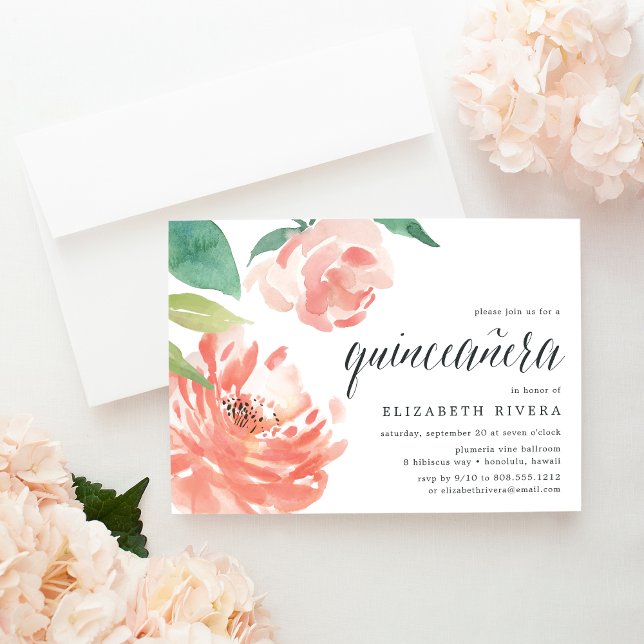 Blushing Peony | Quinceanera Invitation (Creator Uploaded)