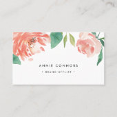 Blushing Peony | Watercolor Floral Business Card (Front)