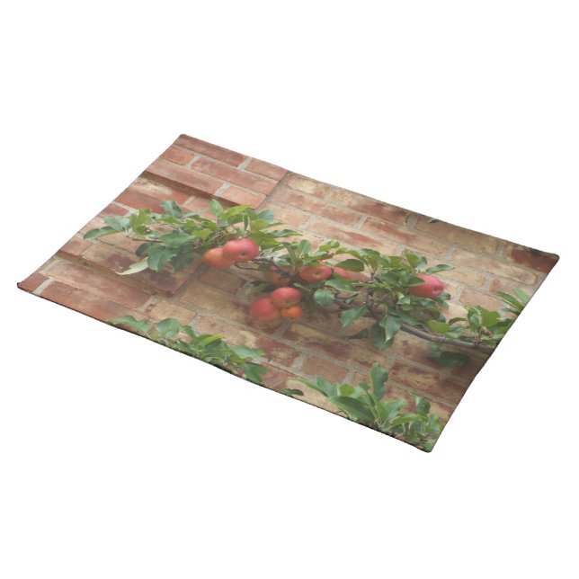 BLUSHING PINK APPLES/ESPALIER ON BRICK CLOTH PLACEMAT (On Table)