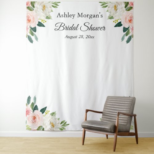 Blushing Pink Floral Bridal Shower Photo Backdrop