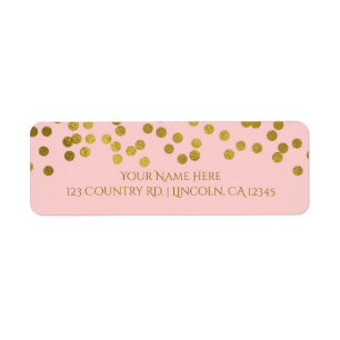 Blushing Pink & Gold Faux Foil Confetti Dots Label