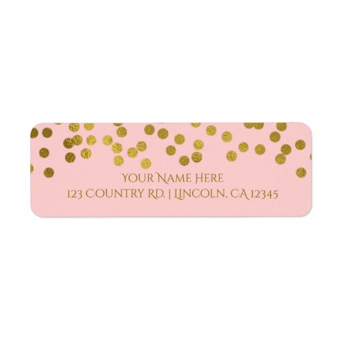 Blushing Pink  Gold Faux Foil Confetti Dots Label