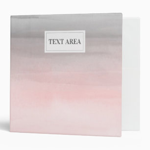 Blushing Pink & Grey Modern Watercolor Girly Glam 3 Ring Binder
