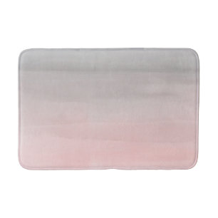Blushing Pink & Grey Modern Watercolor Girly Glam Bath Mat