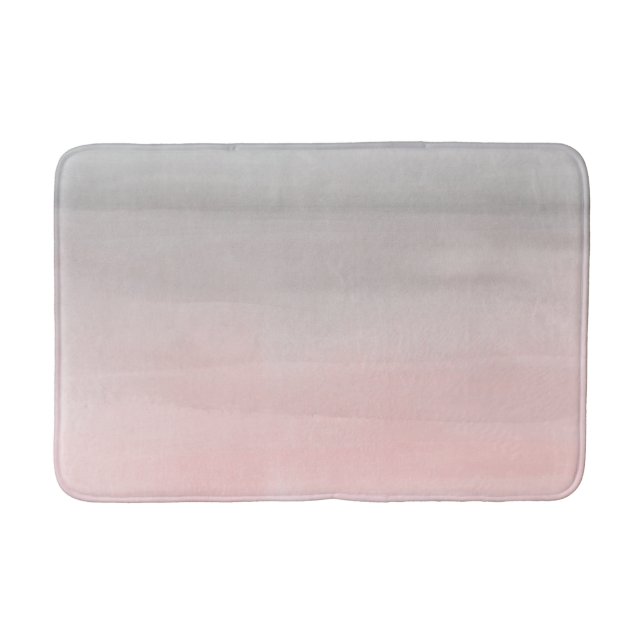 Blushing Pink & Grey Modern Watercolor Girly Glam Bath Mat (Front)