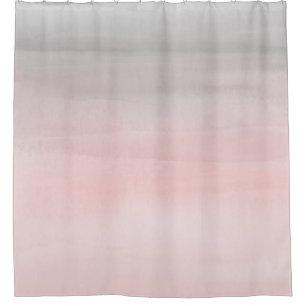 Blushing Pink & Grey Modern Watercolor Girly Glam Shower Curtain