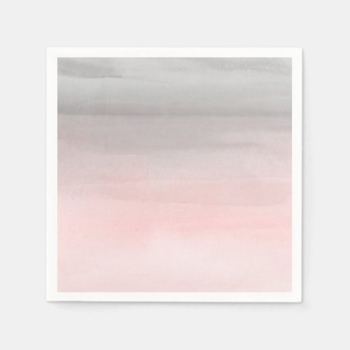 Blushing Pink Grey Modern Watercolor Ombre Chic Napkins