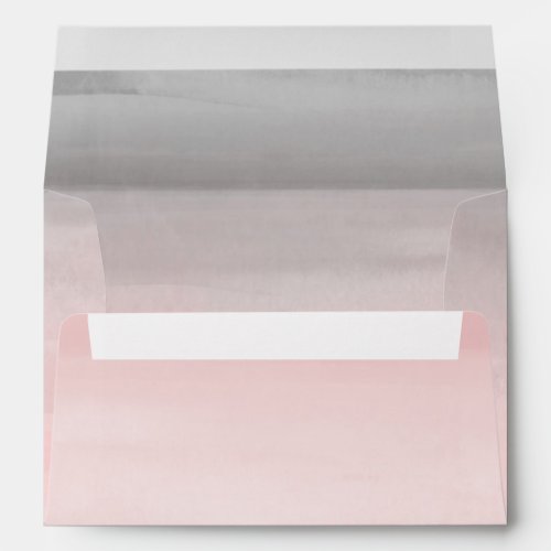 Blushing Pink  Grey Modern Watercolor Ombre Envelope