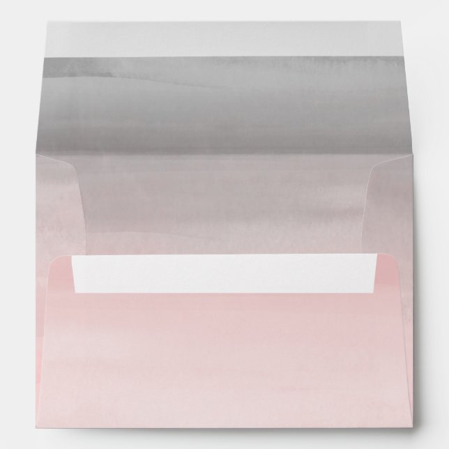 Blushing Pink & Grey Modern Watercolor Ombre Envelope (Back (Bottom))