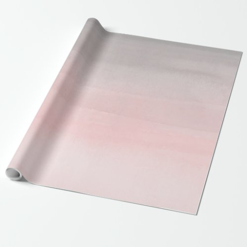 Blushing Pink  Grey Modern Watercolor Ombre Glam Wrapping Paper