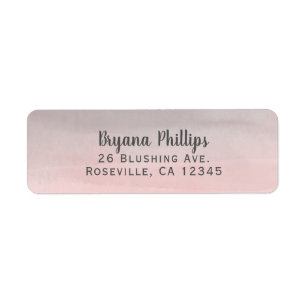 Blushing Pink & Grey Modern Watercolor Ombre Label