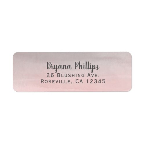 Blushing Pink  Grey Modern Watercolor Ombre Label