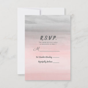 Blushing Pink & Grey Modern Watercolor RSVP Reply Card