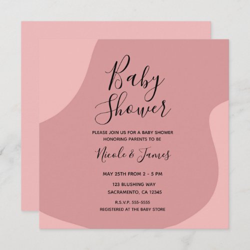 Blushing Pink Mauve Modern Minimal Baby Shower Invitation